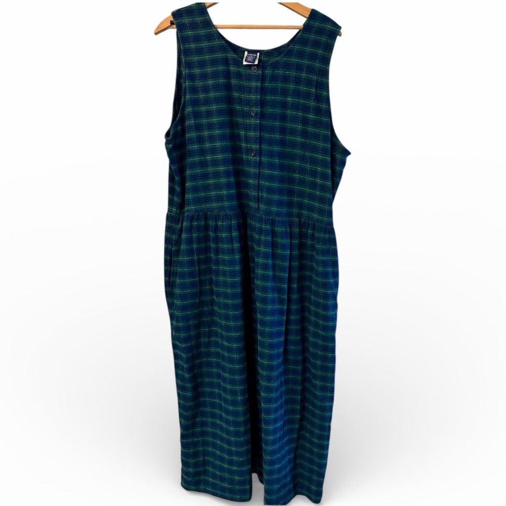 Land's End Vintage 90's Women's Flannel Button Jumper Maxi Dress. Size 18